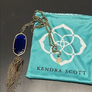 Kendra Scott Deep Blue Pendant Necklace with gold Chain